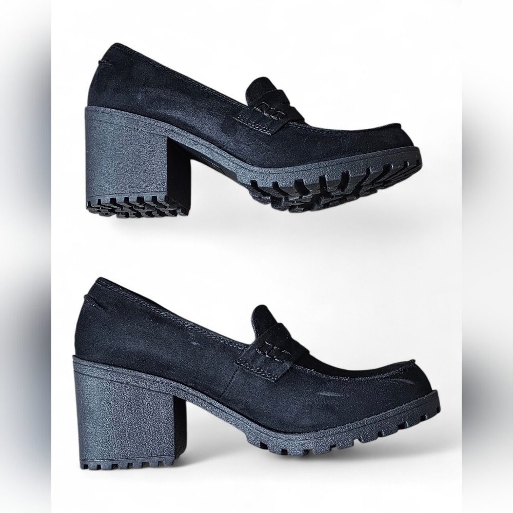 Sun + Stone Women’s Black Suede Block Heel Loafers Size 9 - Picture 5 of 10